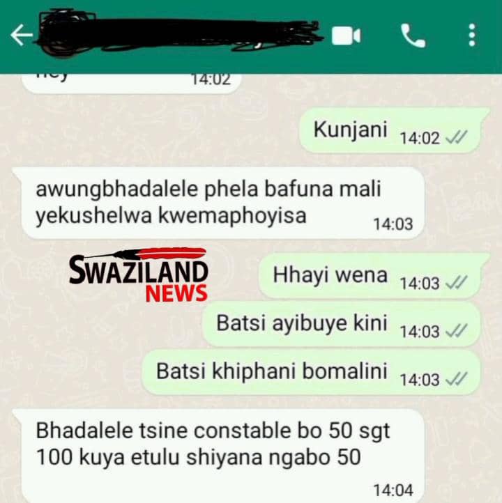 No compensation from Mswati, police forced to contribute R50.00 for officers whose property was burnt by Solidarity Forces.