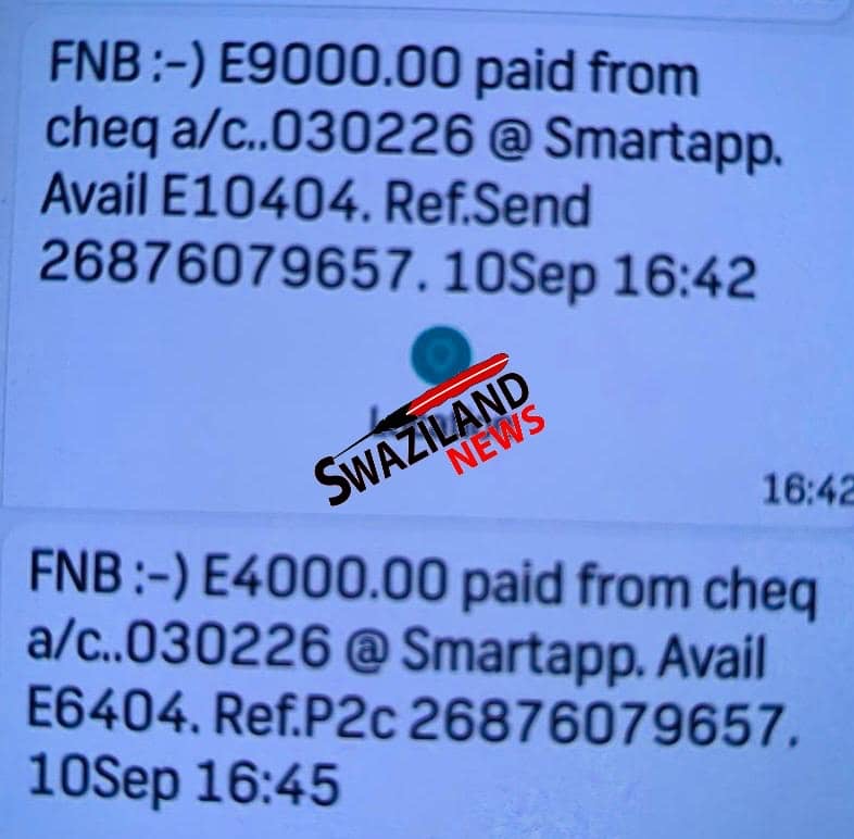 Times journalist Sabelo Ndzinisa, Swazi Observer’s Nkosingiphile Myeni allegedly extorted R13,000.00 bribe each from high profile elderly man,bank electronic transfer evidence revealed.