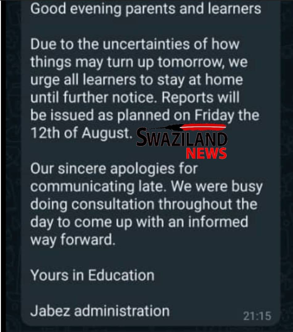  SOLIDARITY FORCES ORDER: Jabez Private School urges parents to keep their children at home for safety.