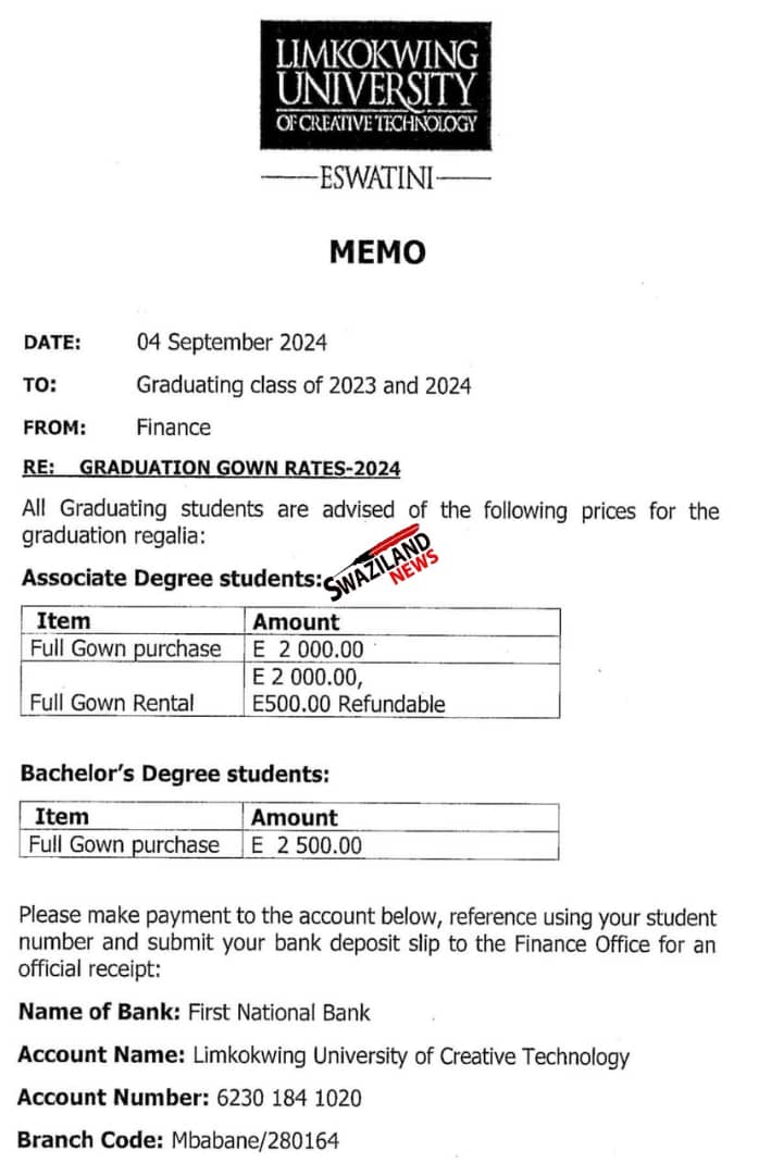 BREAKING NEWS:Limkokwing University Director Princess Tfobile grabs graduation gowns business from women in the SME sector, to collect over R2million.