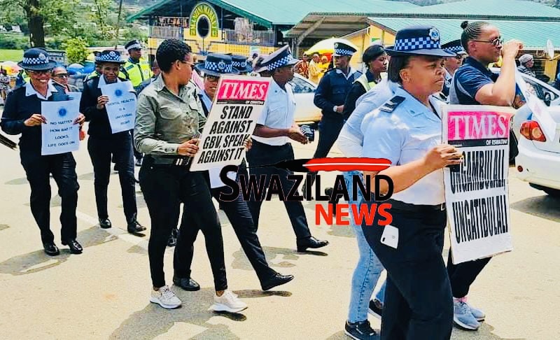 Eswatini police march against GBV as domestic violence cases escalate.